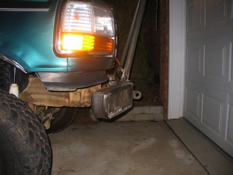 1996 Ford Bronco - Close-up of a custom bumper on a 1996 Ford Bronco, showing the front corner and turn signal.