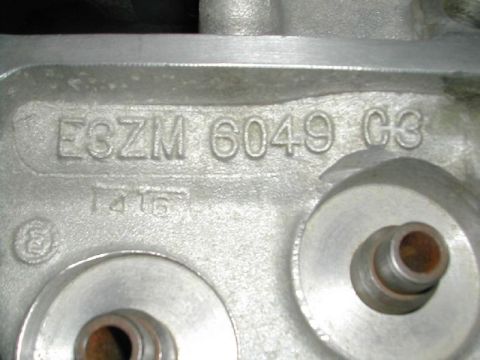 1971 Ford Mustang - This is a close-up view of a metal casting with part numbers and other markings visible.