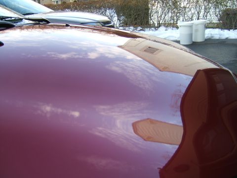 1998 Ford Taurus - Reflection on car hood shows house and sky; another vehicle is parked behind.