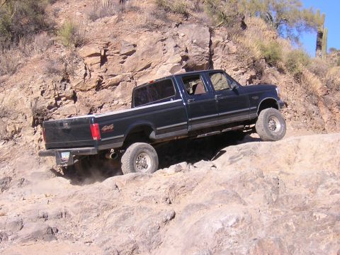 1984 Ford Bronco - Dad taking the F-350 through box canyon