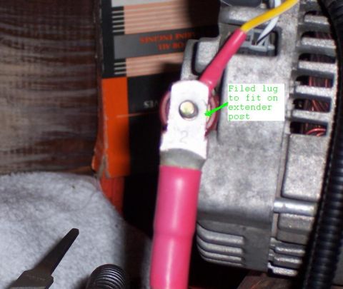 1983 Ford Bronco - I purchased some real nice precut cables with lugs already installed on them but had to file down the lug on the alternator end to fit on t…