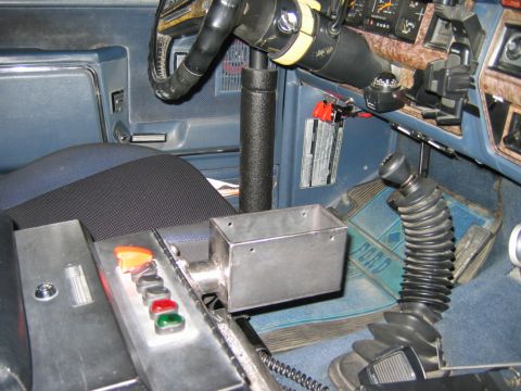 1985 Ford Bronco - Custom shifter and gauge panel installed in the interior of a 1985 Ford Bronco.