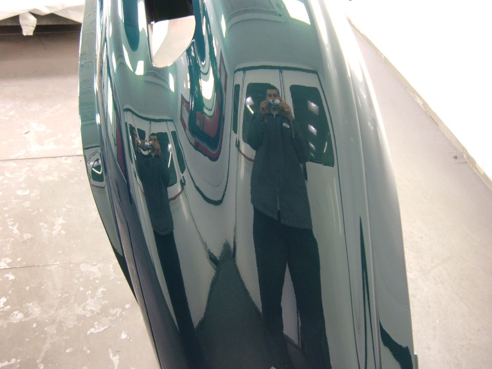 Front bumper. All finished. Look at that reflection, clean huh.