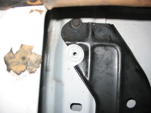 1995 Ford Bronco - the other hole I used, before bolting down hanger.