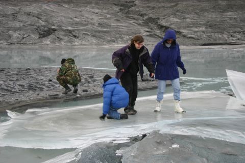 2003 Jeep TJ - People on ice near a glacier, possibly Knik Glacier, Alaska.