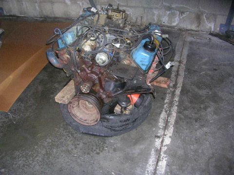 1975 Ford Ranchero - The pile of crap of a engine after I spun the bearings and pulled it to get it rebuilt.