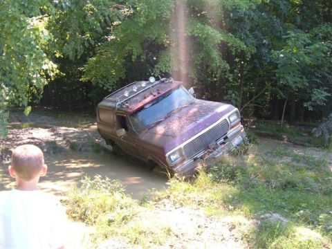 1978 Ford Bronco - This 1978 Ford Bronco is stuck deep in the mud off-road.