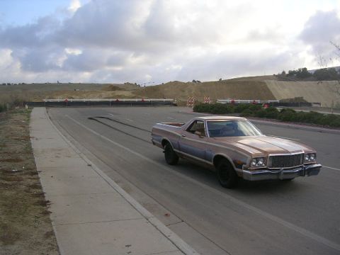 1975 Ford Ranchero - The aftermath of 2 peg leg burn outs.