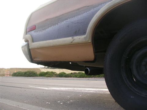 1975 Ford Ranchero - If you look you can see the rubber is all over the tail pipe, lower quater panel and on the bumper.