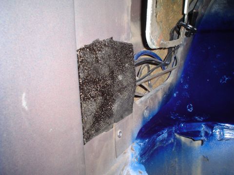 1984 Ford Bronco - Sound deadening material and wiring are visible in this vehicle interior repair.