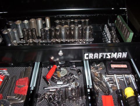 1993 Ford Bronco - A close-up view of a Craftsman tool chest, an organized collection of sockets and wrenches.