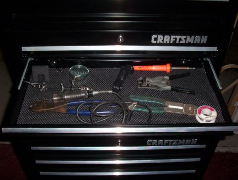 1993 Ford Bronco - Drawer of a Craftsman toolbox filled with various tools, including soldering equipment.