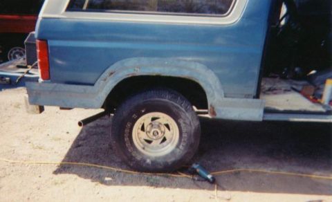 1983 Ford Bronco - Sizing up metal from donor truck. This was from the box of a pickup.