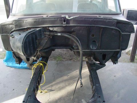 1979 Ford Bronco - Firewall and heater box assembly for a 1979 Ford Bronco during restoration.