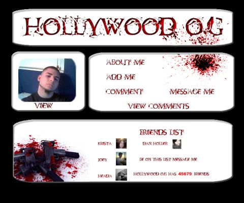 1992 Ford Bronco - A MySpace-style profile graphic on a black background titled "Hollywood O.G." in dripping red lettering, with a profile photo of a person,…