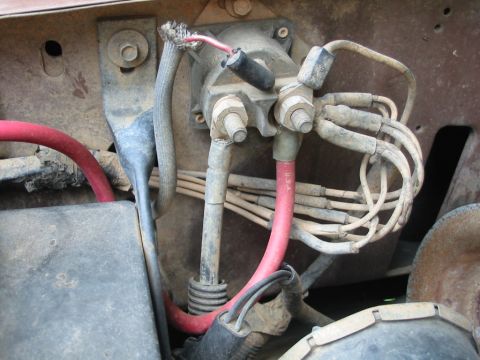 1988 Ford Bronco - Starter solenoid and associated wiring, showing connections and wire condition.