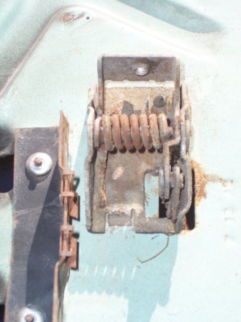 1978 Ford Bronco - Close-up of the window regulator mechanism. I'll scrub it with Naval Jelly and wash it off and it'll look new again.