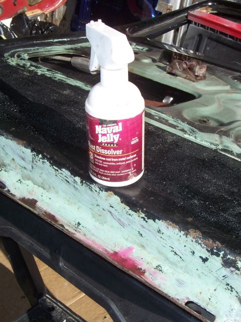 1978 Ford Bronco - Naval Jelly is great stuff. Spray on liberally, scrub it in real good, let sit for 20 min and go over with a wire wheel. Rust gone!
