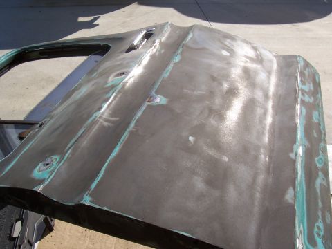 1978 Ford Bronco - After sanding with 80 grit. It had so many layers of paint that 80 grit didn't take it all the way down to metal. Still, it did get through…