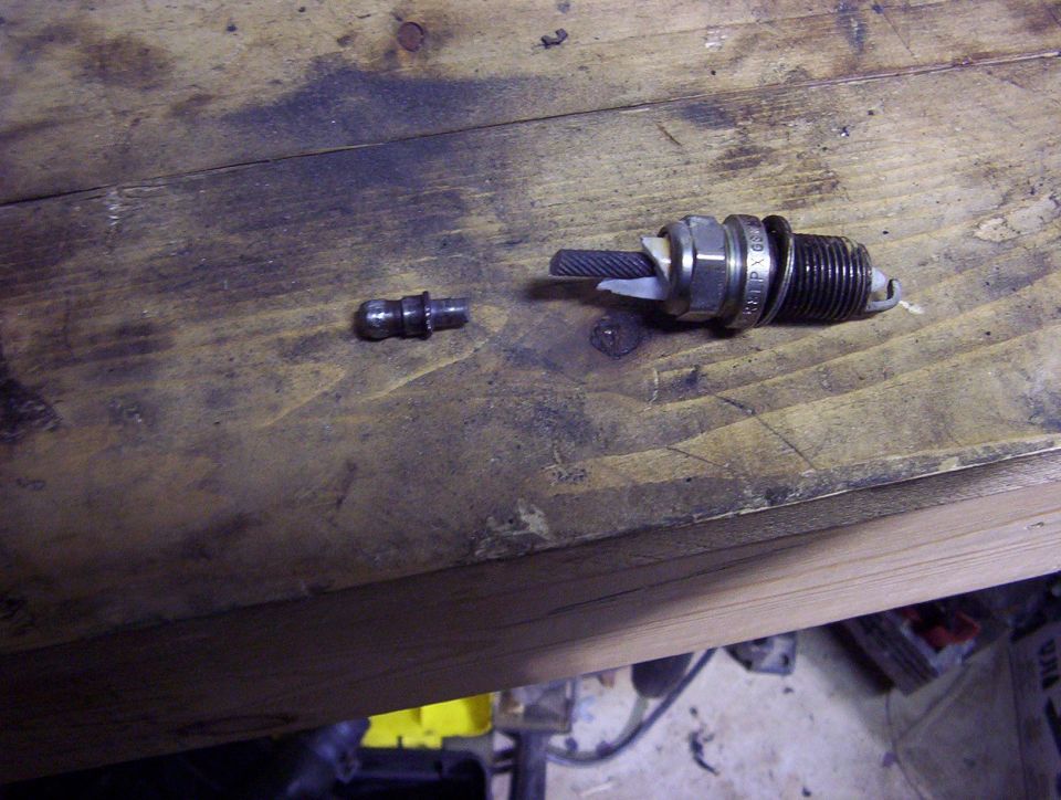 STEP 4: You need a post! what a cheap way an old spark plug use hammer to break ceramic. cut a piece off! thats your post!