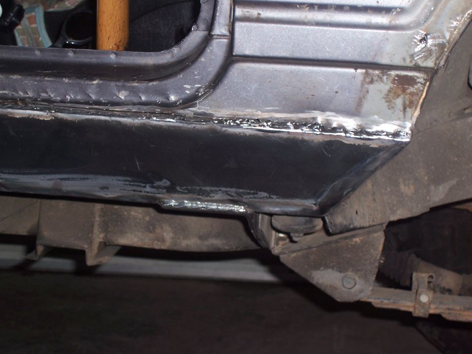 1988 Suzuki Samurai rocker panel with fresh welds and primer