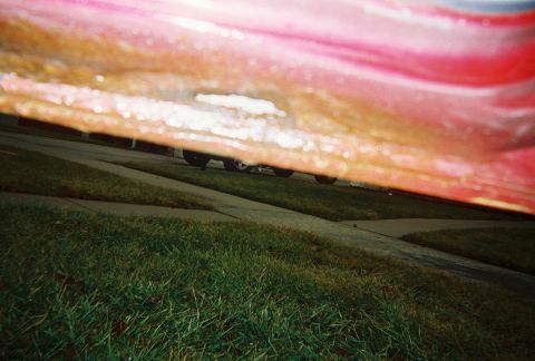 1996 Ford F-150 - Small rust hole, bottom of passenger door.