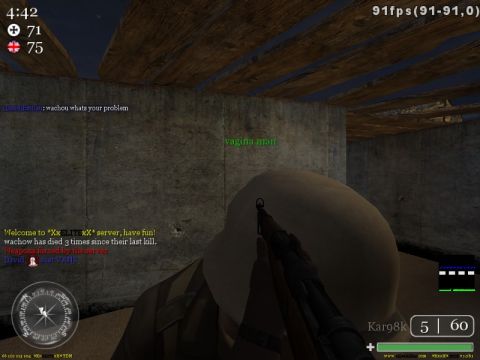 1995 Ford Bronco - A screenshot from a video game displays in-game chat, player names, and a first-person perspective with a weapon.