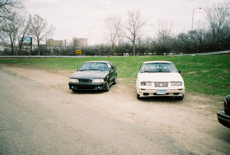 Last week of April. My '90 GT & my lil cousins '83 Mustang GT.