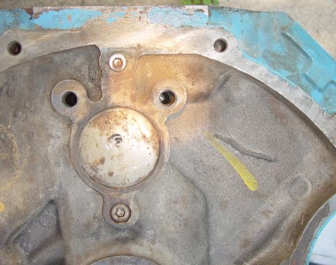 1969 Ford Fairlane - This image shows a close-up view of a worn engine component, possibly from a vintage vehicle.