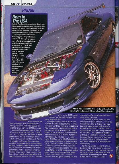1993 Ford Probe - This modified Ford Probe features an open hood revealing engine upgrades and a custom body kit with aftermarket wheels.