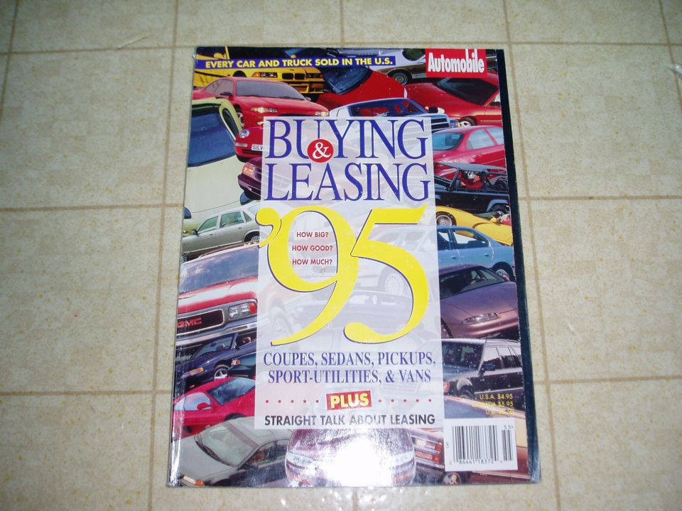 Automobile magazine Buying & Leasing '95 cover with coupes, sedans, pickups, sport-utilities and vans