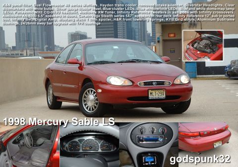 1993 Ford Taurus - 1998 Mercury Sable LS sedan shown from the front, with multiple detail shots included.