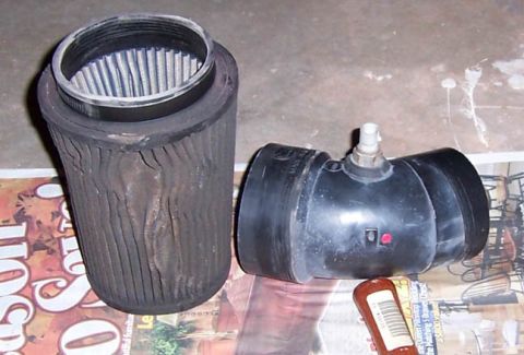 1988 Pontiac Fiero - old air intake. It got air from directly over the exhaust crossover.