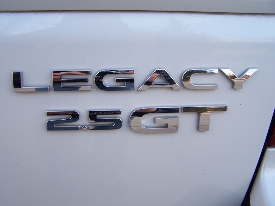 LEGACY 2.5GT badges on white car