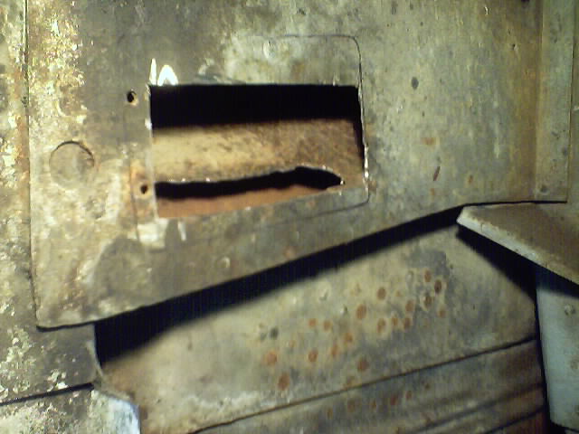 Passenger side torque box. It was pretty much packed full of mud.