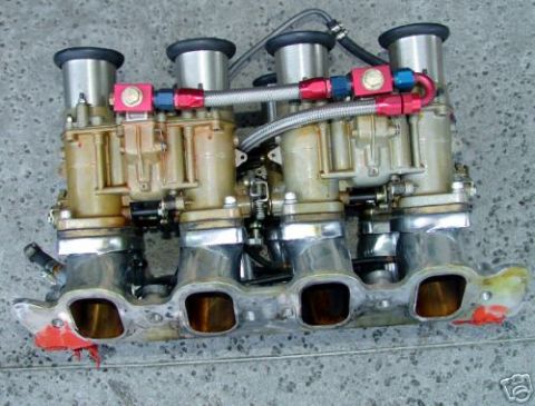 1972 Ford Ranchero - four weber carbs on 4V IR manifold side view