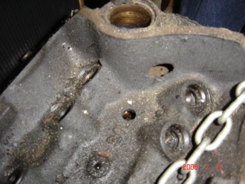 1990 Ford Bronco - Hole in 302 casting. This is normal.
