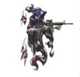 1987 Suzuki Samurai - A stylized depiction of a grim reaper, adorned with an American flag pattern, brandishes an assault rifle.