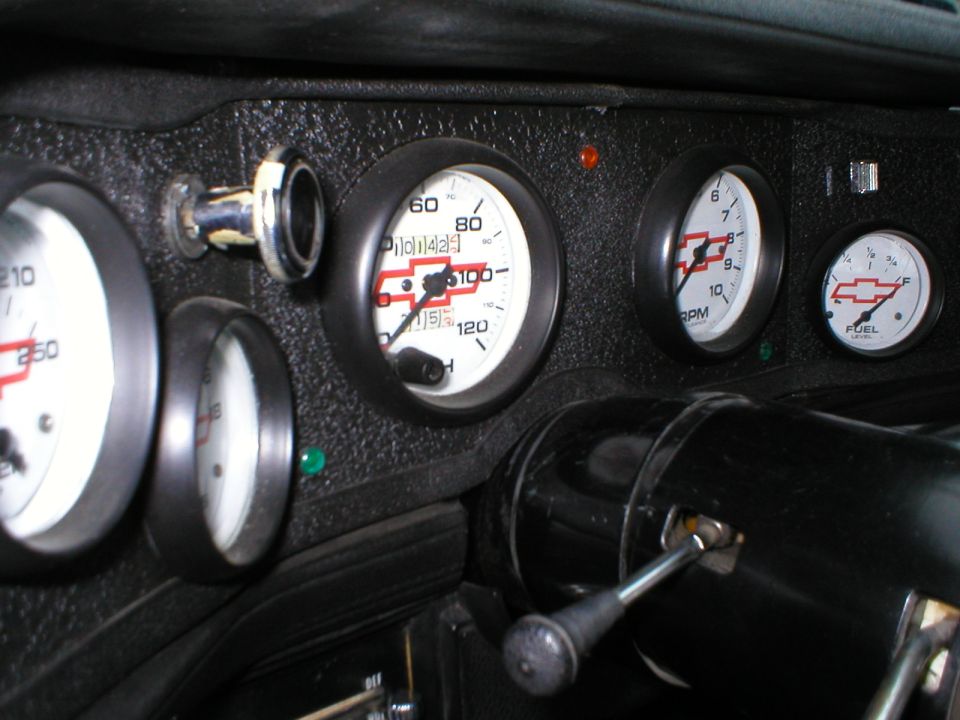 1970 Chevrolet Camaro interior gauges with Chevrolet bowtie emblems