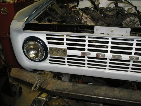 1966 Ford Bronco - grill 1/2 painted and lights installed