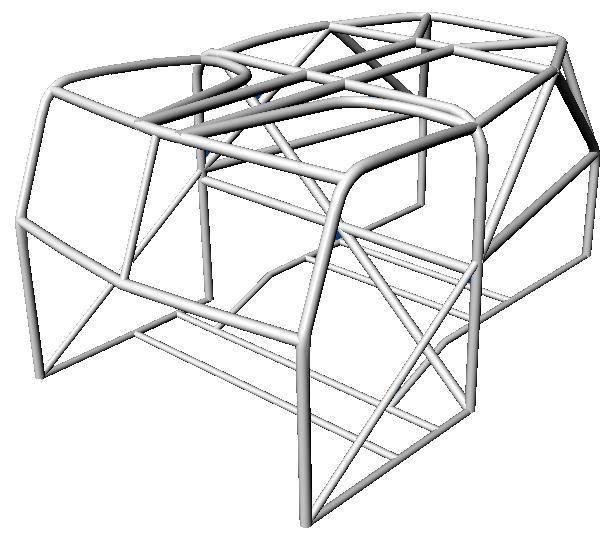 3D rendering of a vehicle roll cage frame