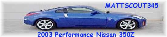 Blue Nissan 350Z coupe in side profile with silver wheels on pavement