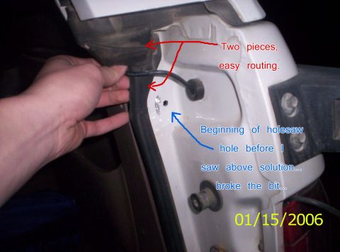 1995 Ford Bronco - How I routed my wire to get into the cab, found out this route AFTER I broke my dad's holesaw bit...