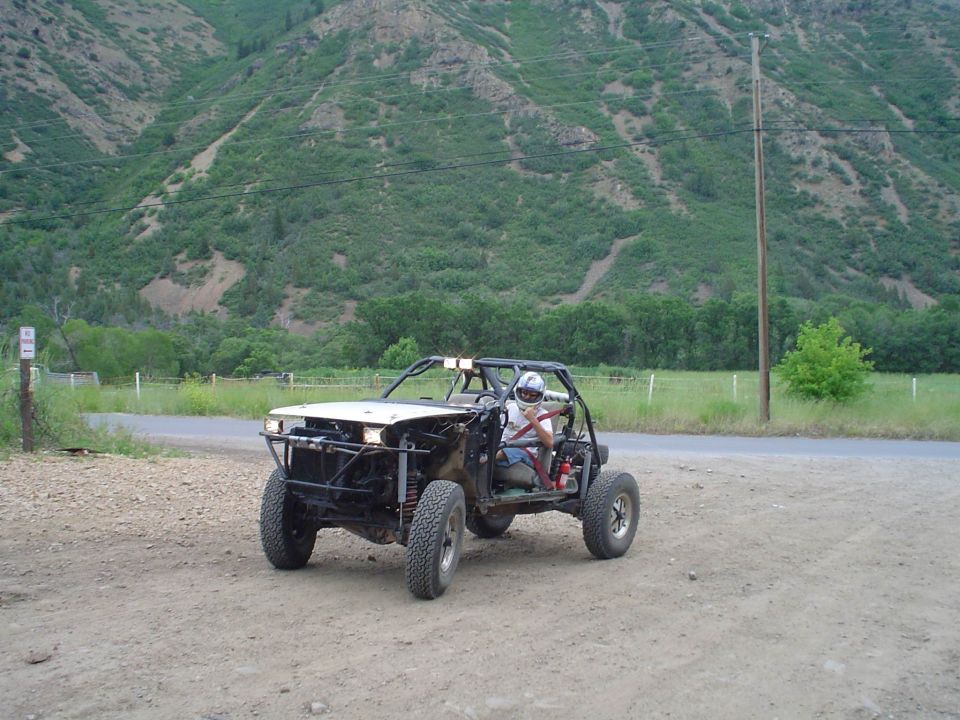Custom buggy with roll cage and off-road tires