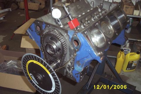 1967 Ford Galaxie - Engine block assembly with measurement tools, dated 12/01/2006.