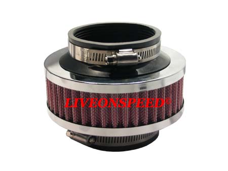 1996 Ford Probe - Chrome and red air filter with LIVRONSPEED branding and hose clamps.