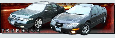 1999 Chrysler 300M - A 1999 Chrysler 300M is shown alongside another sedan, both viewed from the front three-quarter angle.