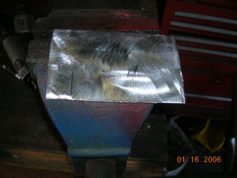 1985 Ford Bronco - donor piece of metal...of a damaged 2005 expedition...kept in the ford family...grinded all paint of front of piece.