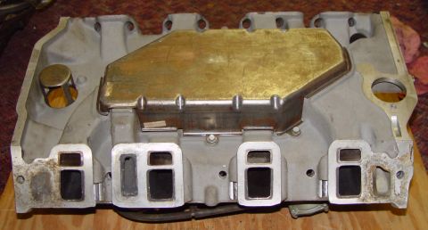 1969 Ford Fairlane - Close-up of an aluminum intake manifold, likely for a V8 engine.