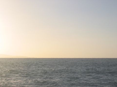1991 Ford Bronco - The vast expanse of the ocean meets the horizon under a soft, hazy sky.
